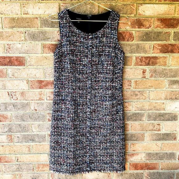 NWT Talbots Black Multi Fringed Festive Tweed Sleeveless Sheath Dress - Picture 4 of 16